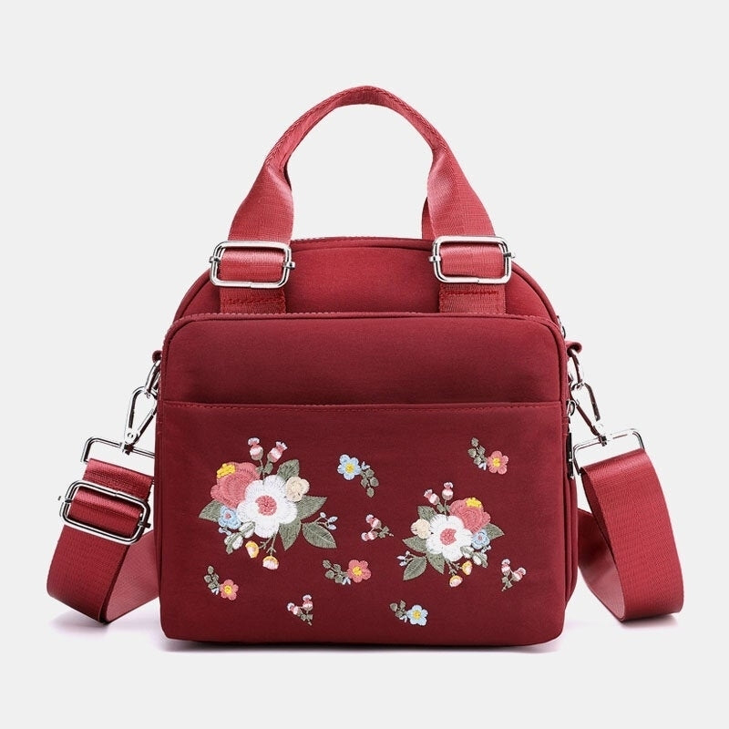 Women Light Weight Waterproof Flower Embroidered Crossbody Bag Shoulder Bag Image 1