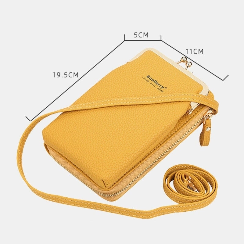 Women Lychee Pattern 6 Card Slots 6.5 Inch Phone Bag Crossbody Bag Image 4