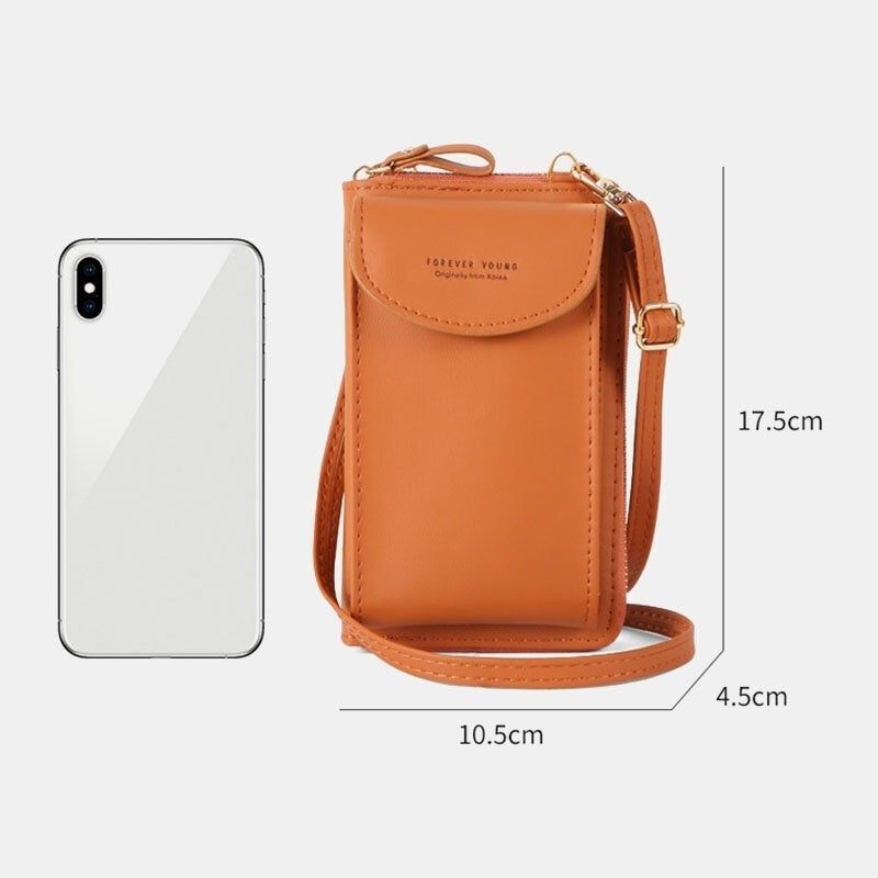 Women Mini Wild Long PU Leather Wallet 6.3 Inch Phone Shoulder Crossbody Bag Image 4