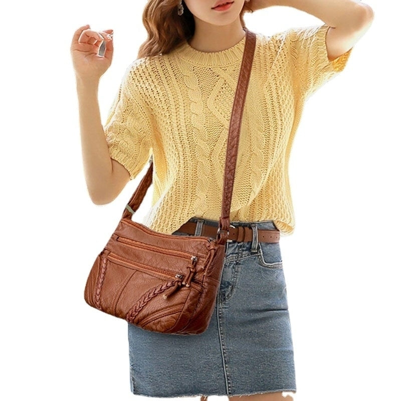 Women Multi-pocket Middle-aged Vintage Crossbody Bag Shoulder Bag Image 4