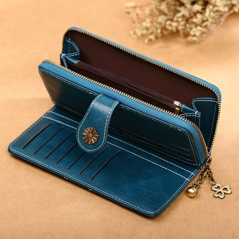Women PU Leather 6.3 Inch Phone Holder Multi-slots Card Holder Long Wallet Purse- PPT Image 2