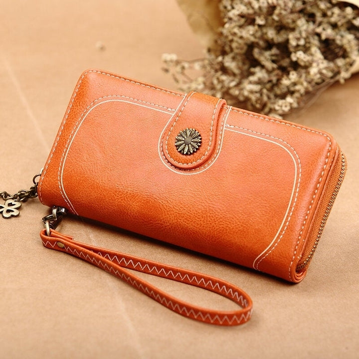 Women PU Leather 6.3 Inch Phone Holder Multi-slots Card Holder Long Wallet Purse- PPT Image 1