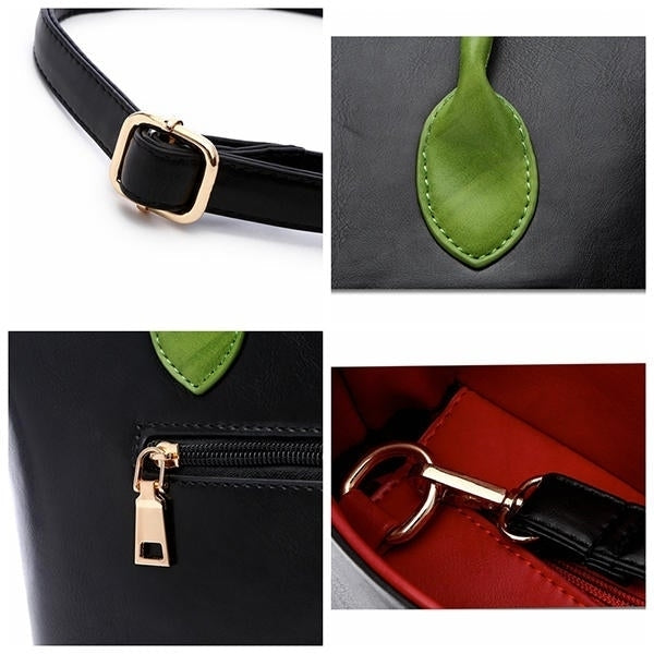 Women PU Leather Flower Decoration Elegant Handbag Sling National Style Tote Bag DTTT Image 4