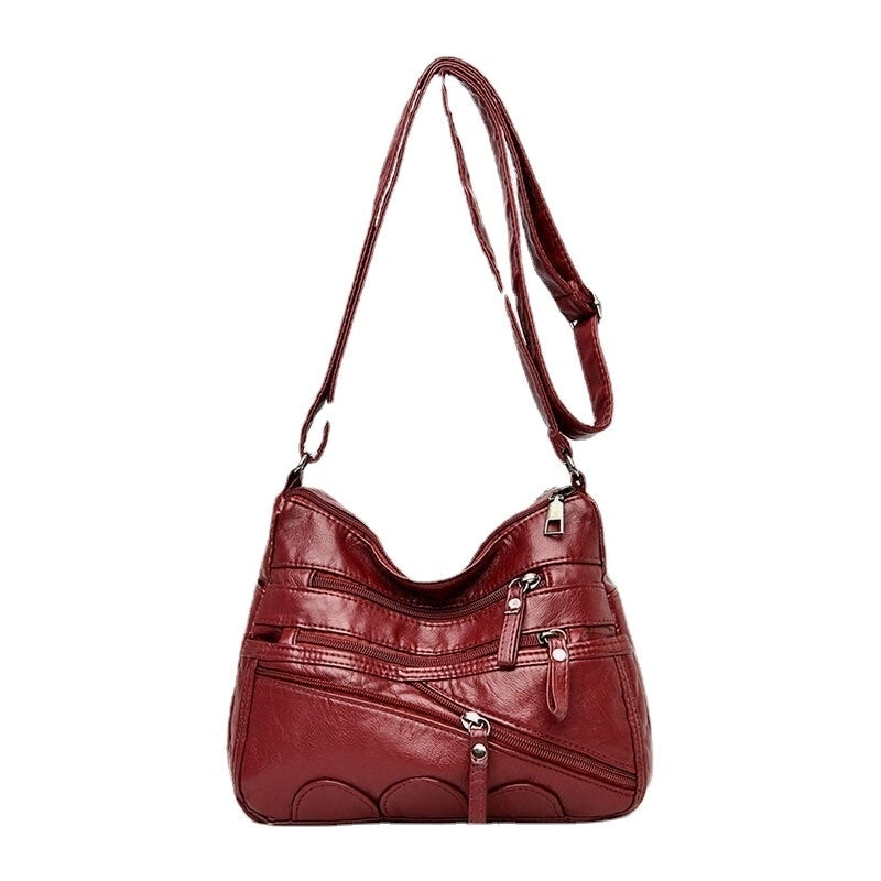Women PU Leather Large Capacity Multi-pocket Anti-theft Crossbody Shoulder Bag Image 2