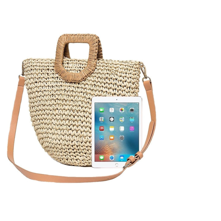 Women Summer Beach Bag Travel Straw Top Handle Big Capacity Handbag Image 3