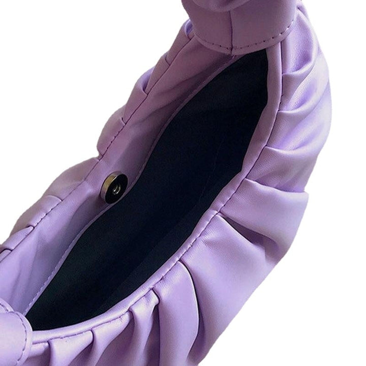 Women PU Leather Solid Color Fold Fashion Underarm Bag Shoulder Bag Handbag Image 3