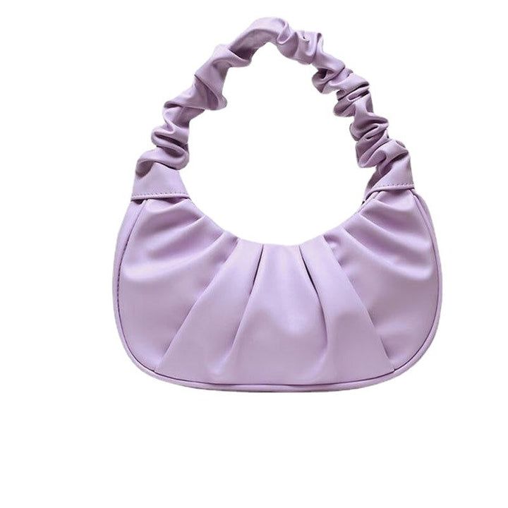 Women PU Leather Solid Color Fold Fashion Underarm Bag Shoulder Bag Handbag Image 8