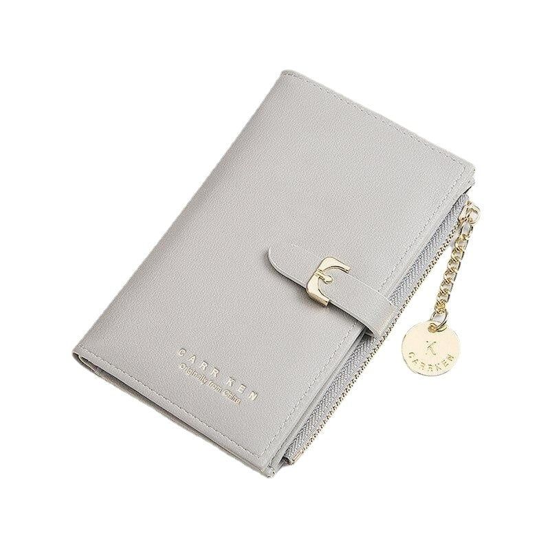 Women PU Leather Thin Solid Color Bifold Card Holder Wallet DTTT Image 7