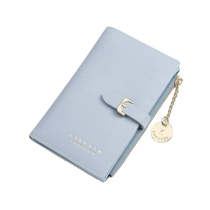 Women PU Leather Thin Solid Color Bifold Card Holder Wallet DTTT Image 8