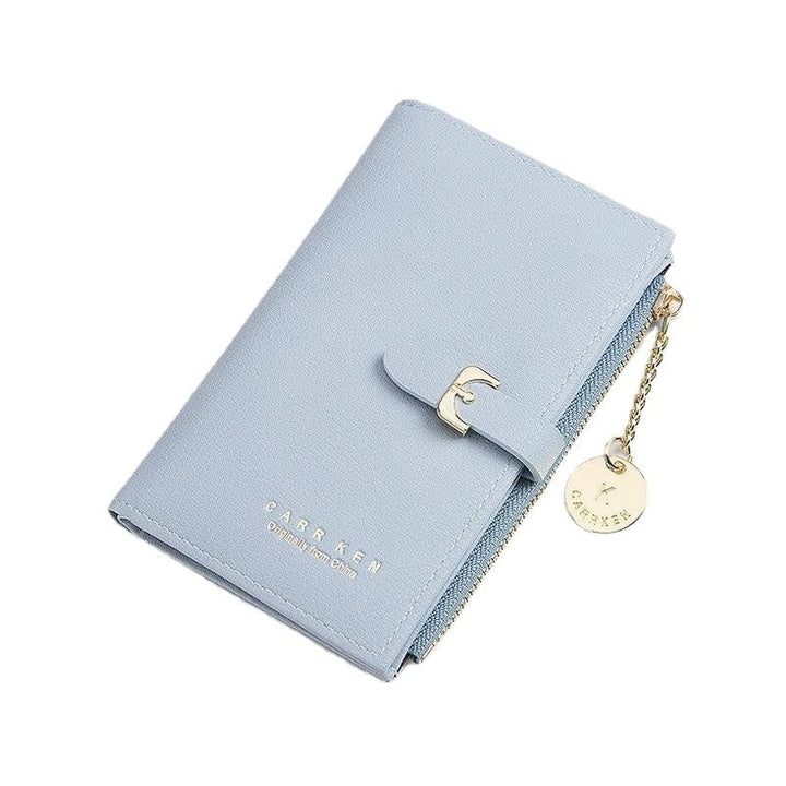 Women PU Leather Thin Solid Color Bifold Card Holder Wallet DTTT Image 1