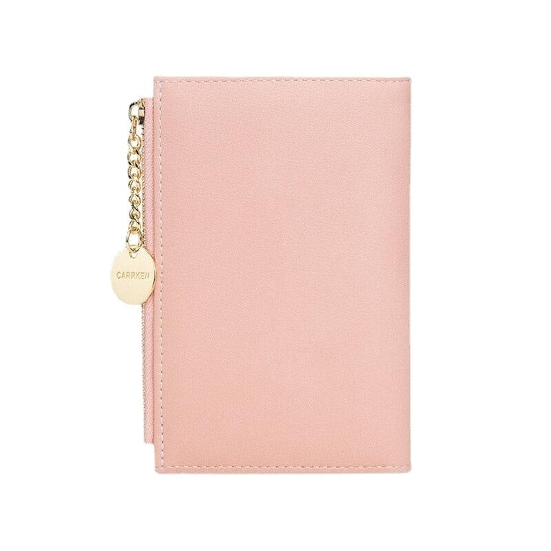 Women PU Leather Thin Solid Color Bifold Card Holder Wallet DTTT Image 9