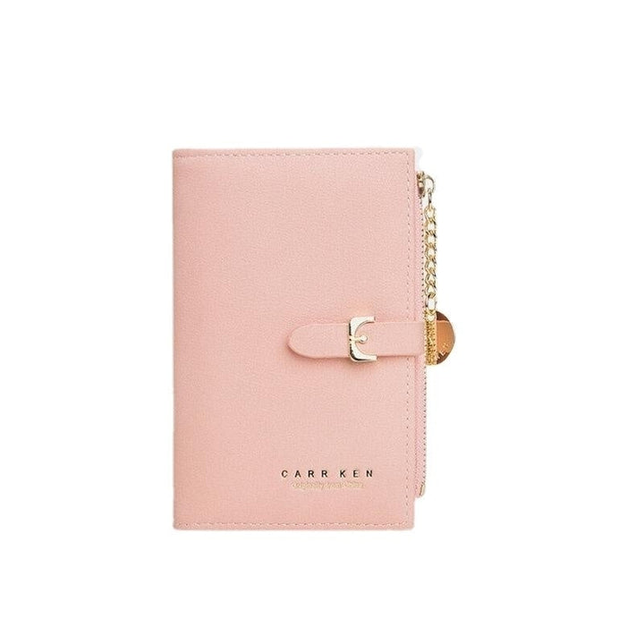 Women PU Leather Thin Solid Color Bifold Card Holder Wallet DTTT Image 10