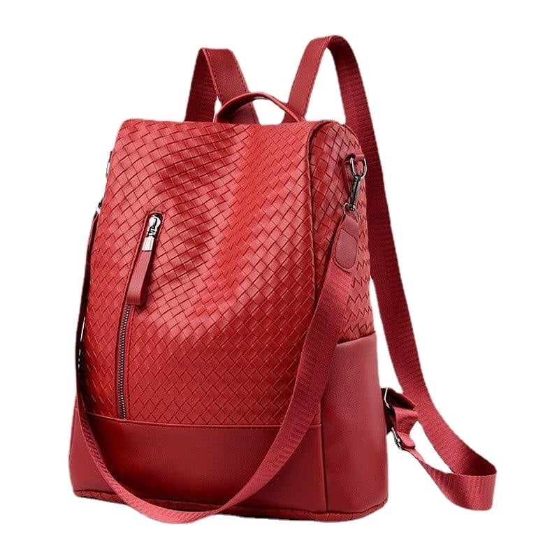 Women PU Soft Leather Backpack Large Capacity Multi-pocket Shoulder Bag Image 2