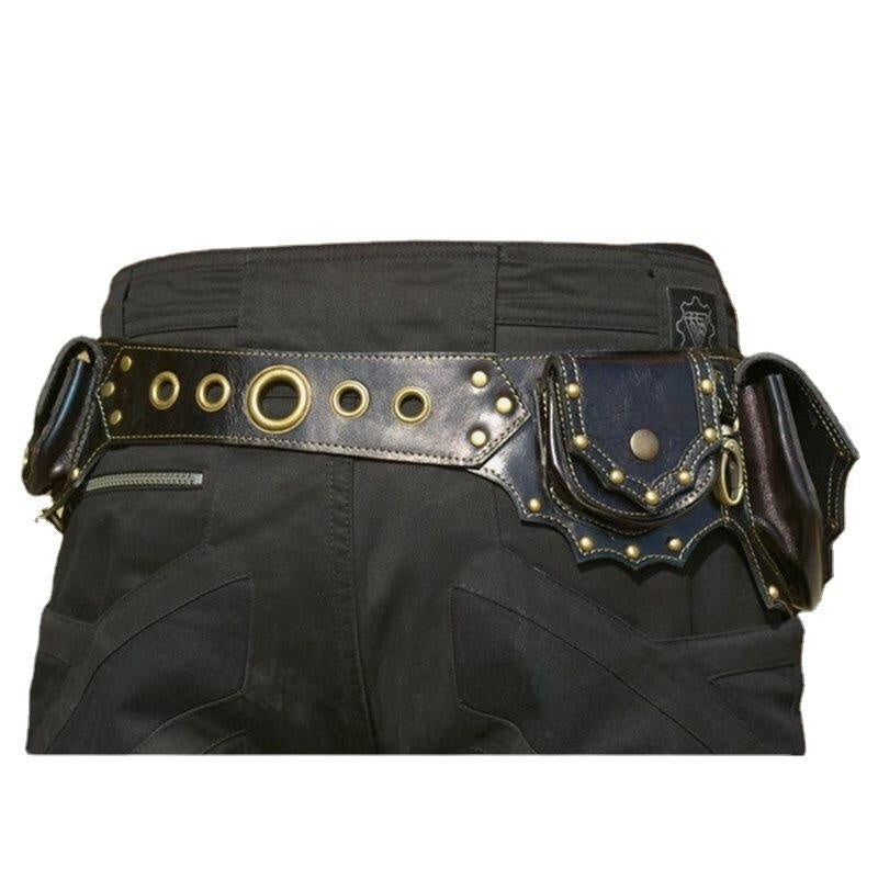 Women Punk Rivet Large Capacity Keychain Holder Waist Pack Sling Bag Image 1