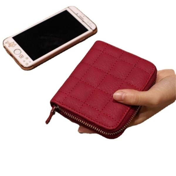 Women Quilted Zipper Short Wallet Girls Cute Mini Purse Card Holder Coin Bags Image 2