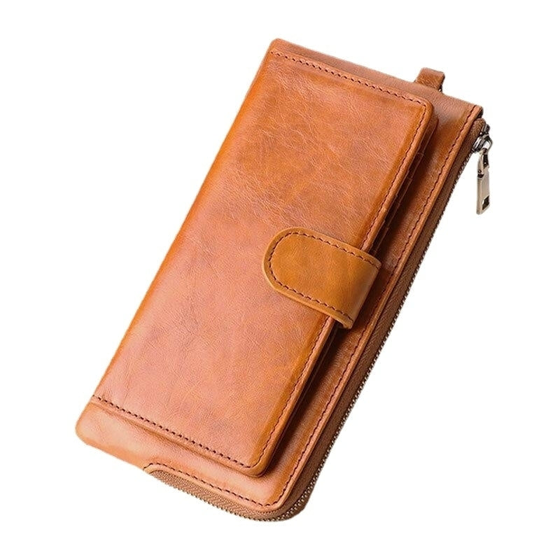 Women RFID Genuine Leather Multi-card Slots Phone Bag Money Clip Wallet Image 1