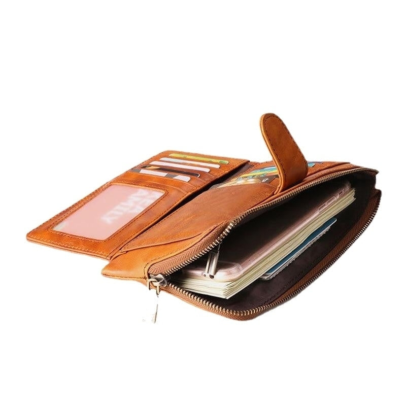 Women RFID Genuine Leather Multi-card Slots Phone Bag Money Clip Wallet Image 2