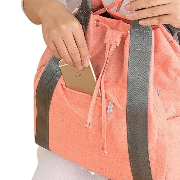Women Waterproof Large Capacity Drawstring Travel Handbag Duffel Bag Backpack Image 11