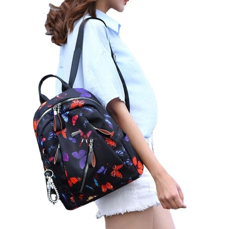 Women Waterproof Multi-carry Butterfly Pattern Casual Outdoor Backpack Image 8