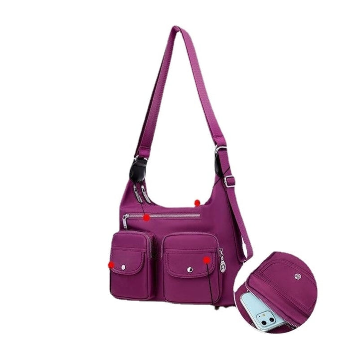 Women Waterproof Multi-Carry Multi-pocket Solid Crossbody Bag Backpack Image 6