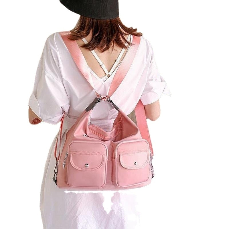 Women Waterproof Multi-Carry Multi-pocket Solid Crossbody Bag Backpack Image 7