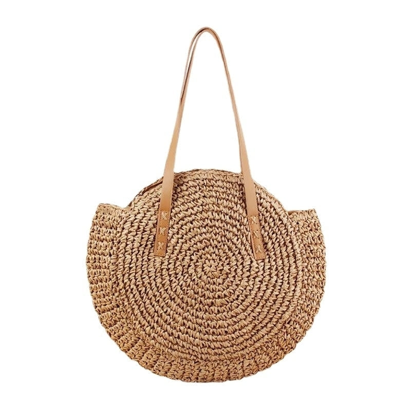 Women Simplicity Stripe Straw Bag Handbags Tote Retro Beach Bag Image 3