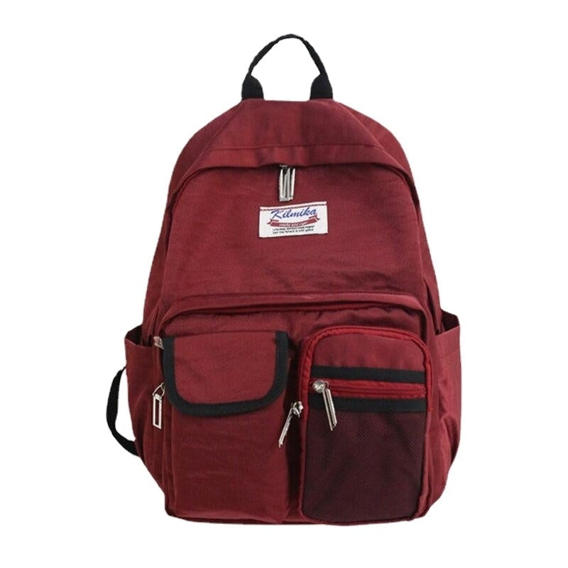 Women Solid Backpack Casual Large Capacity Multi-Pocket School Bag Backpack Image 1