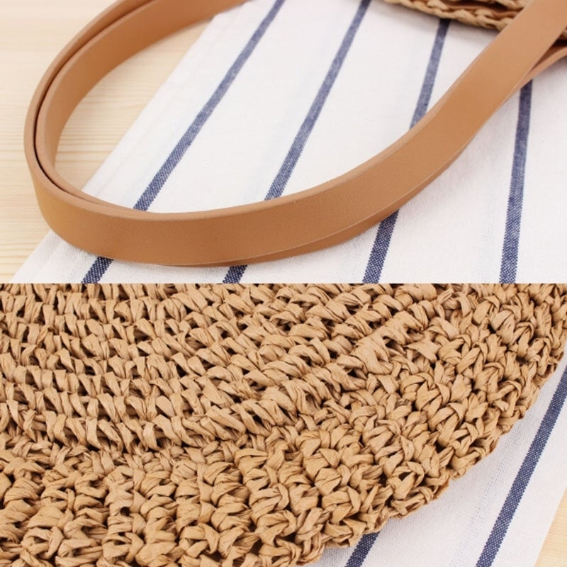 Women Simplicity Stripe Straw Bag Handbags Tote Retro Beach Bag Image 6