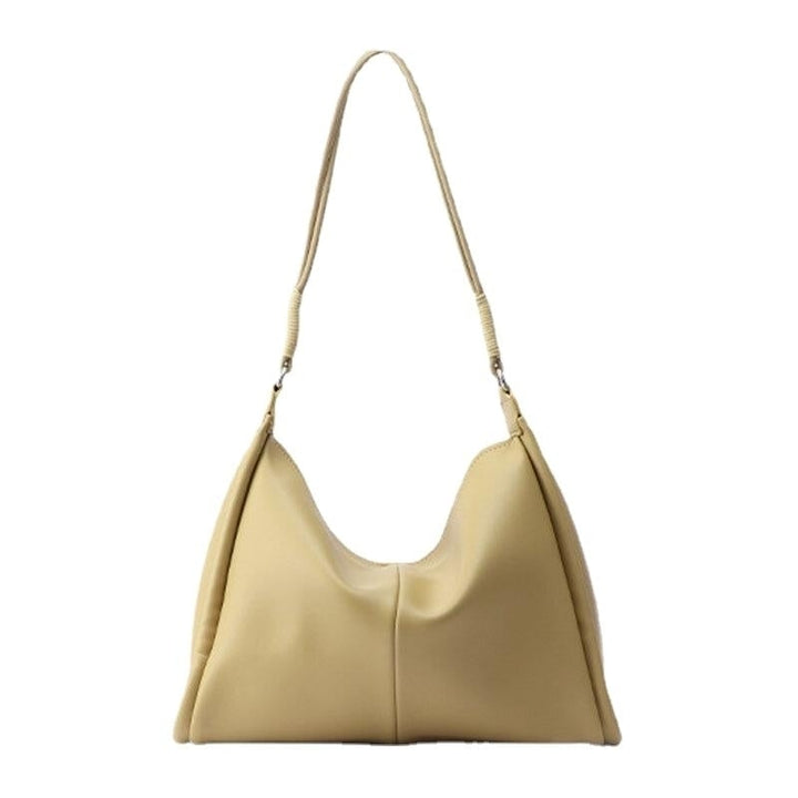 Women Soild Color Simple Smooth Large Capacity Soft PU Leather Shoulder Bag Handbag Image 1