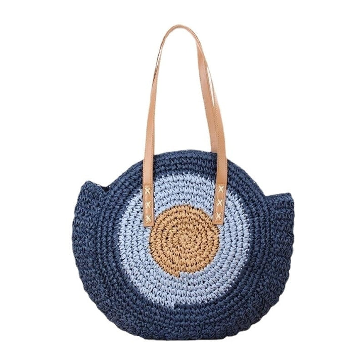 Women Simplicity Stripe Straw Bag Handbags Tote Retro Beach Bag Image 1