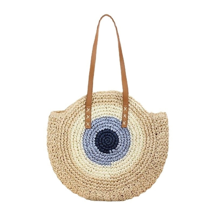 Women Simplicity Stripe Straw Bag Handbags Tote Retro Beach Bag Image 9