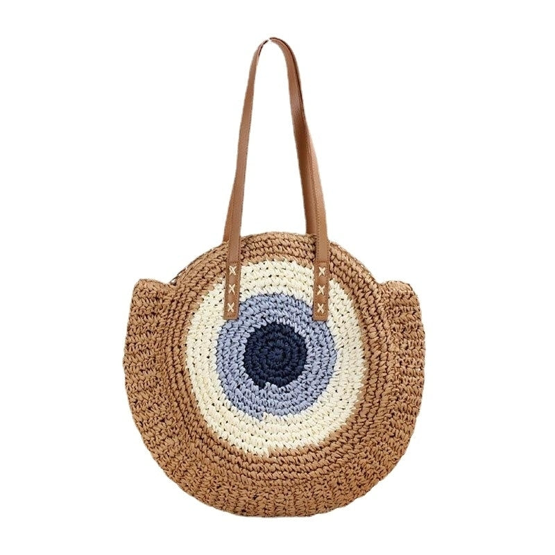 Women Simplicity Stripe Straw Bag Handbags Tote Retro Beach Bag Image 10