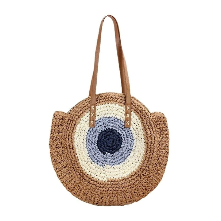 Women Simplicity Stripe Straw Bag Handbags Tote Retro Beach Bag Image 1