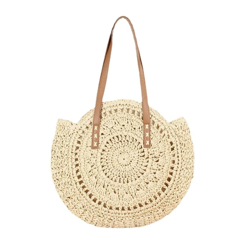 Women Simplicity Stripe Straw Bag Handbags Tote Retro Beach Bag Image 11