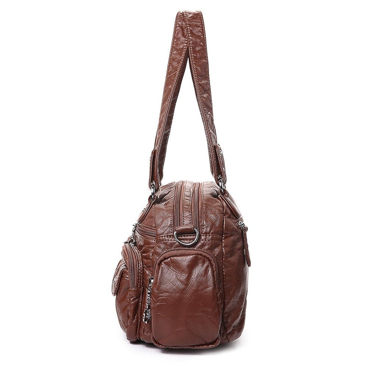 Women Soft Leather Multi-Pocket Motorcycle Shoulder Crossbody Bag Handbag Image 11