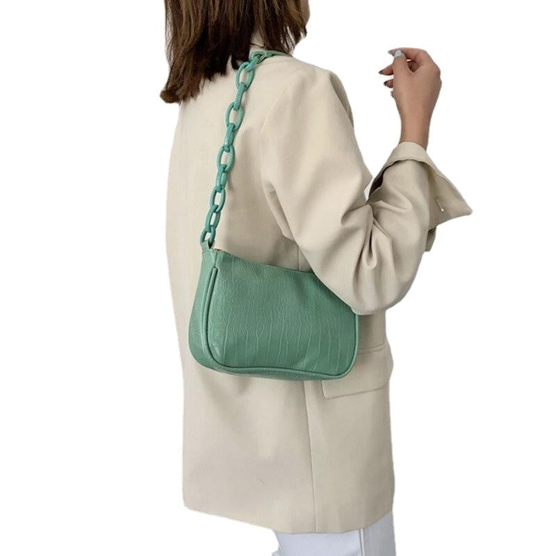 Women Solid Crocodile Pattern Satchel Casual Shoulder Bag Satchel Bag Image 3
