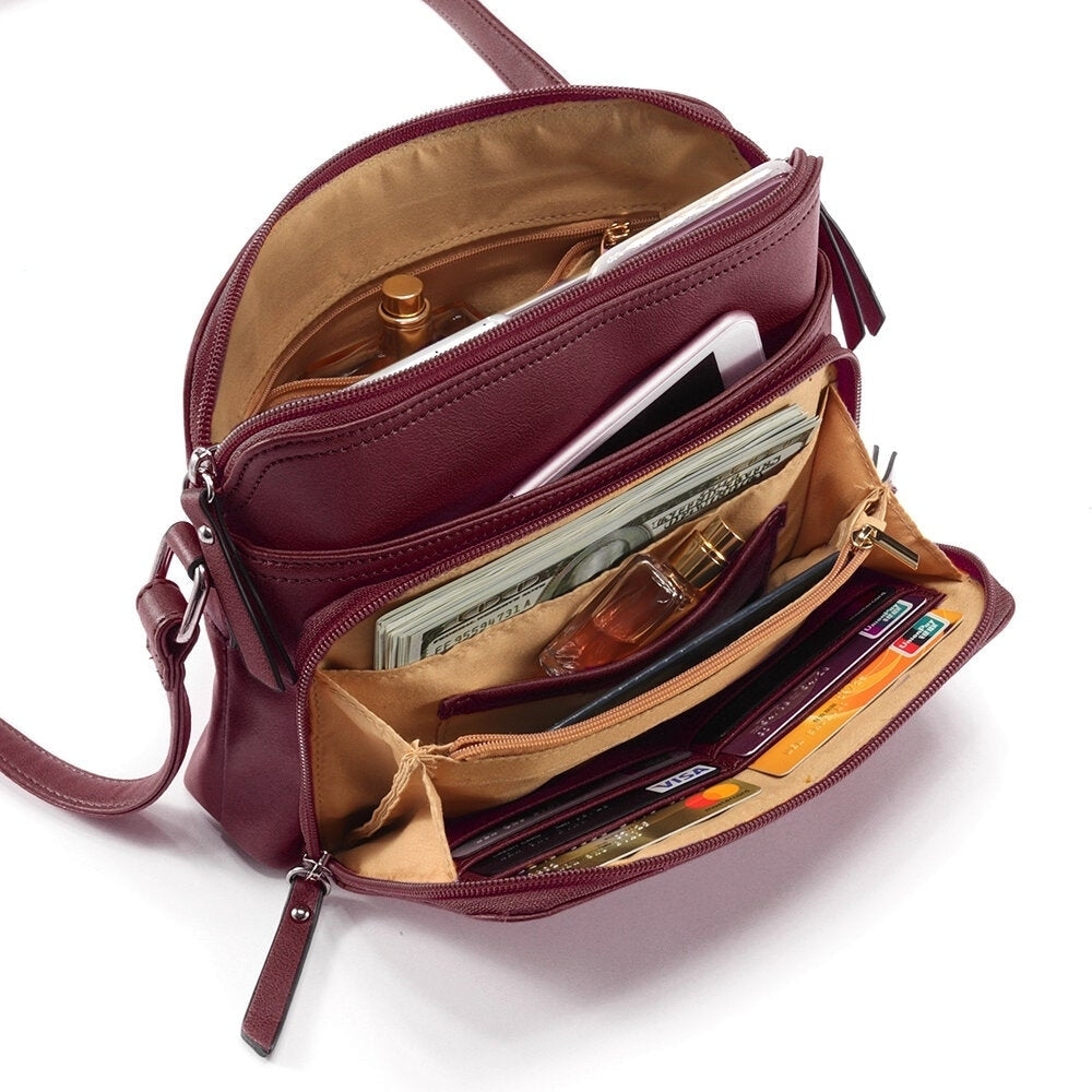 Women Solid Multi-pockets Casual Faux Leather Crossbody Shoulder Bag Handbag Image 4