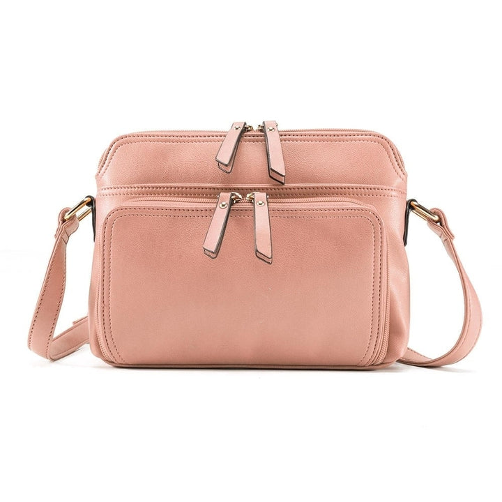 Women Solid Multi-pockets Casual Faux Leather Crossbody Shoulder Bag Handbag Image 1