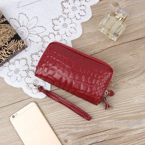 Women Stone Pattern Clutches Bags Double Zipper Long Wallet Card Holder 5.5 Phone Purse DTTT Image 4