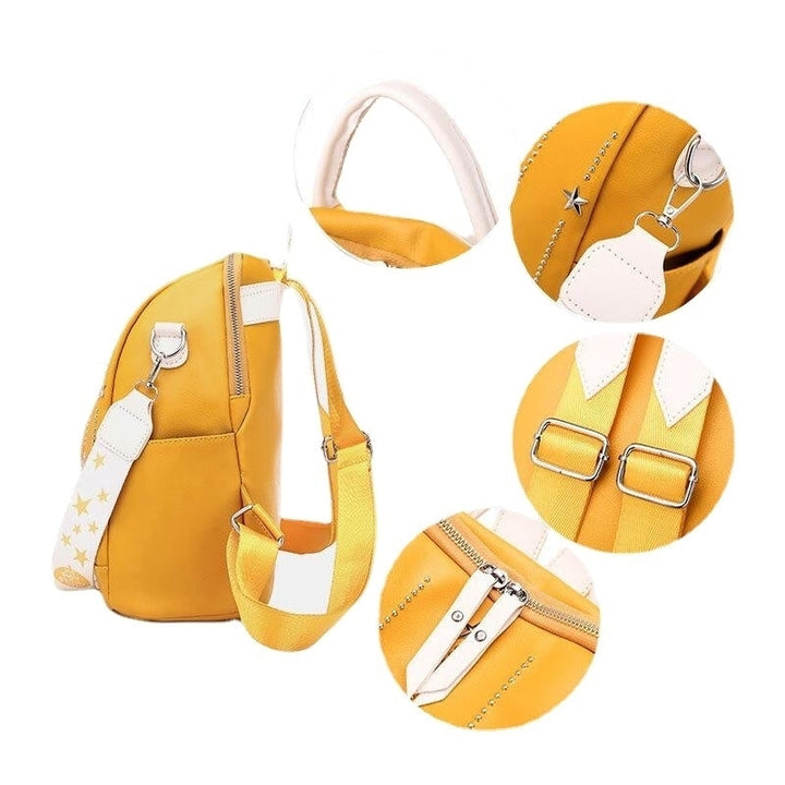 Women Star Rivet Waterproof Multi-carry Handbag Shoulder Bag Backpack Image 7