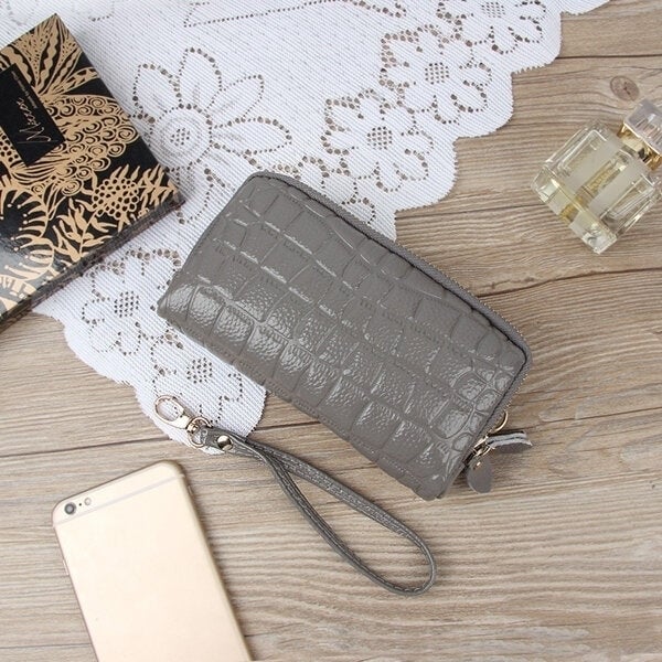 Women Stone Pattern Clutches Bags Double Zipper Long Wallet Card Holder 5.5 Phone Purse DTTT Image 7