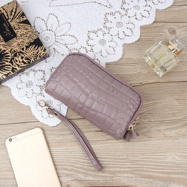 Women Stone Pattern Clutches Bags Double Zipper Long Wallet Card Holder 5.5 Phone Purse DTTT Image 10