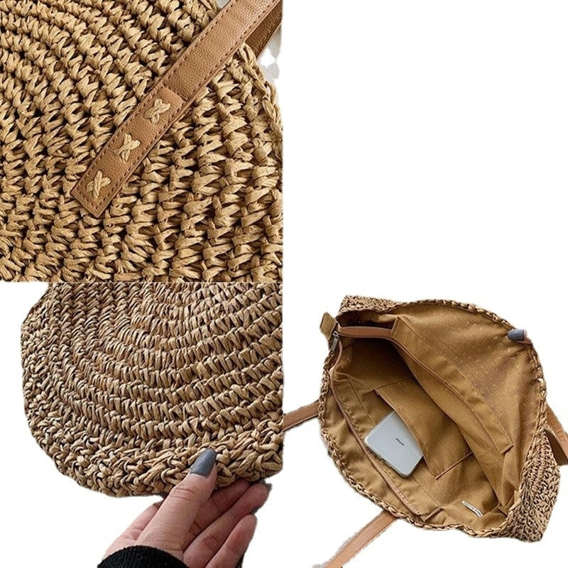 women summer beach large capacity straw woven handbag tote bag Image 2