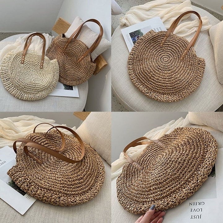 women summer beach large capacity straw woven handbag tote bag Image 3