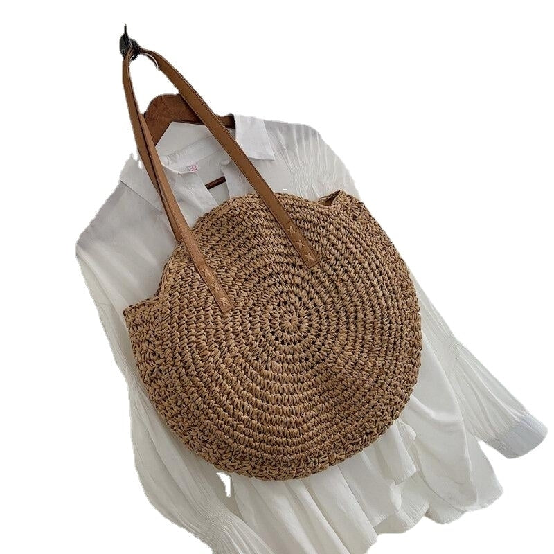 women summer beach large capacity straw woven handbag tote bag Image 4