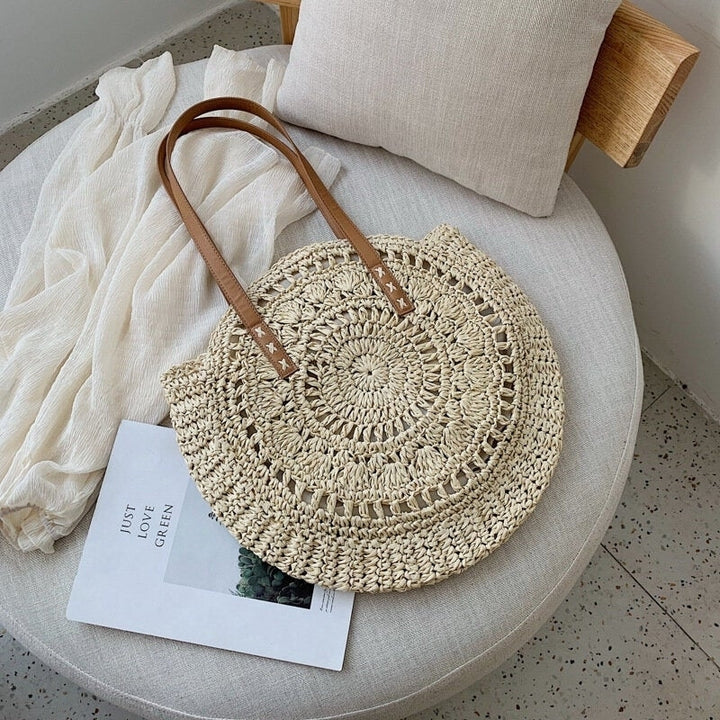 women summer beach large capacity straw woven handbag tote bag Image 7