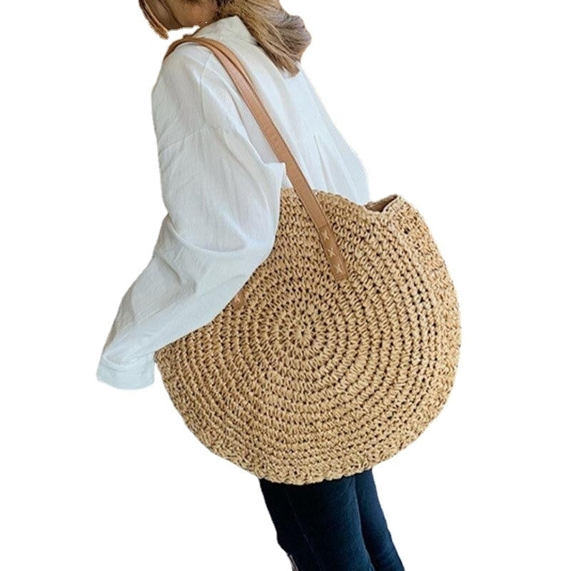 women summer beach large capacity straw woven handbag tote bag Image 9