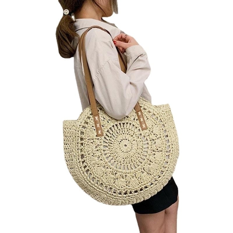 women summer beach large capacity straw woven handbag tote bag Image 1