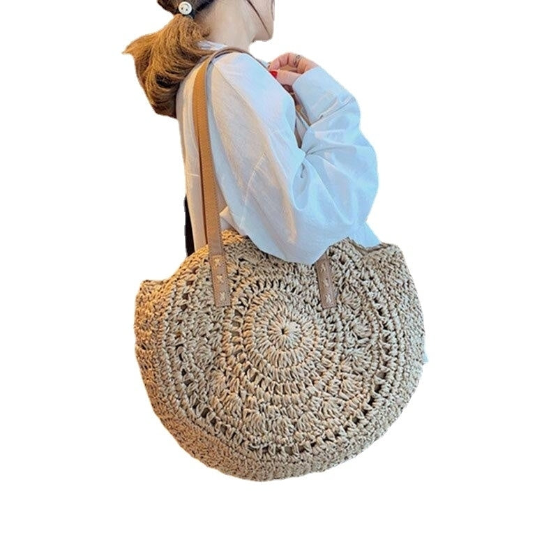 women summer beach large capacity straw woven handbag tote bag Image 11