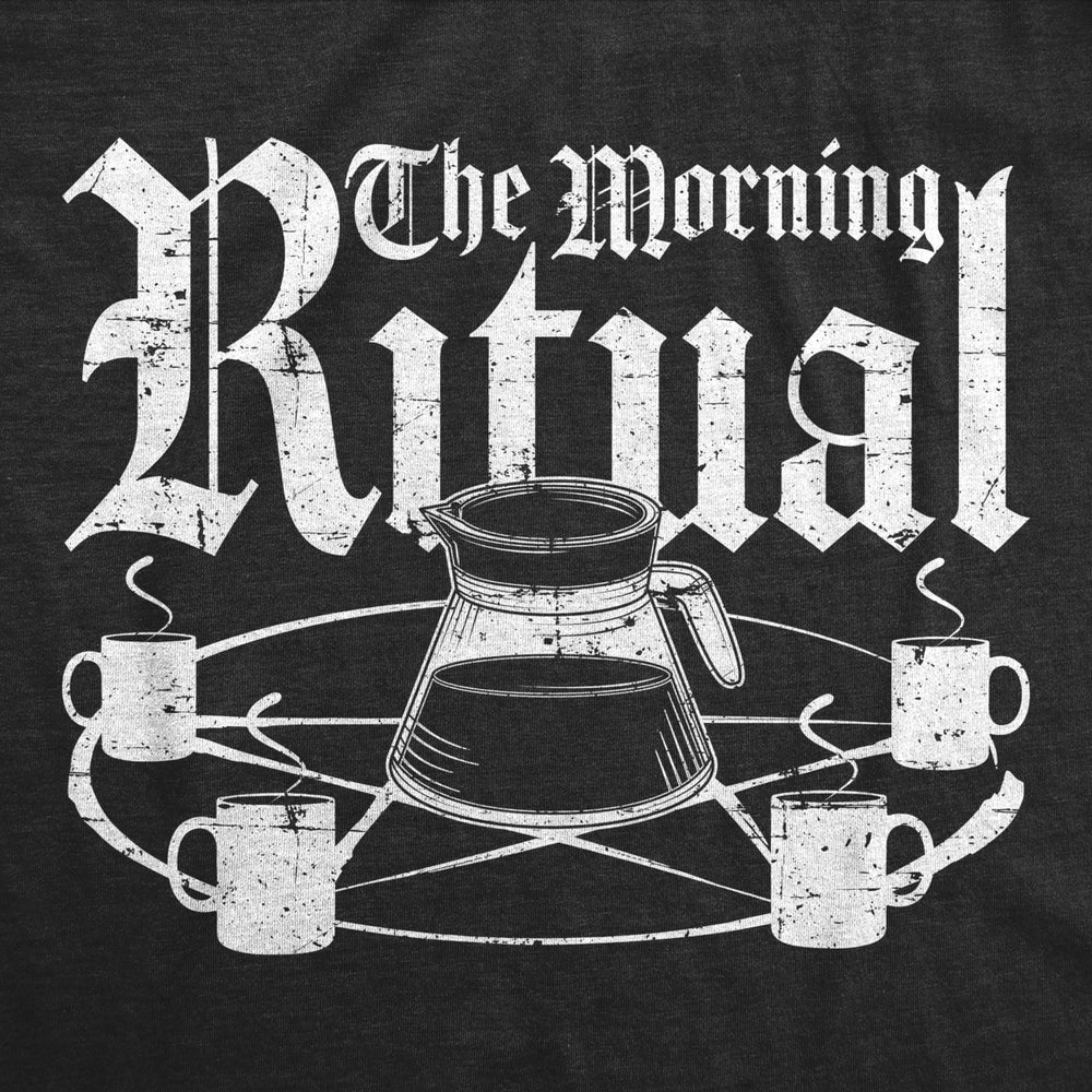 Mens The Morning Ritual T Shirt Funny Caffeine Lovers Coffee Mug Pentagram Tee For Guys Image 2